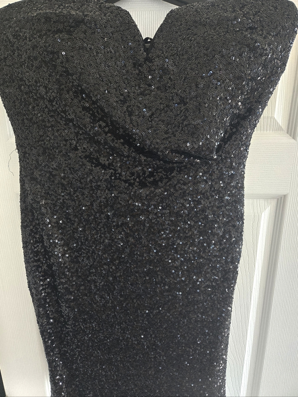 Donna Karan Black Sequin Strapless Evening Dress - Size 8 NWTS - Short